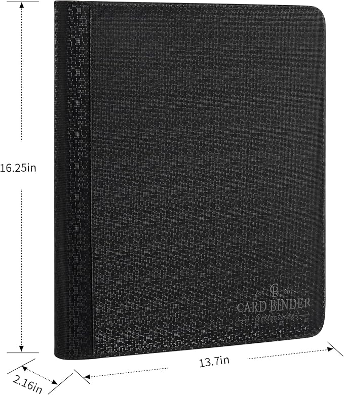 Toploader Binder,Toploader Hard Cases, 9-Pocket Pages Sleeves Hold up 288 Cards.Toploader Card Binder with Sleeves for “3×4” rigid，Card Holder(black)