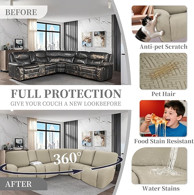 100% Waterproof Sectional Recliner Couch Covers