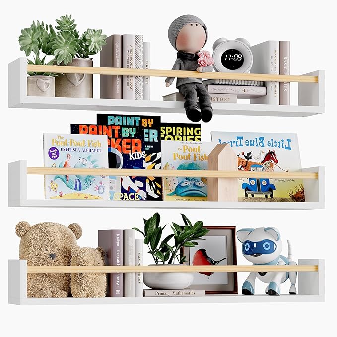 Fixwal Nursery Book Shelves, 23.6 Inch Floating Bookshelves