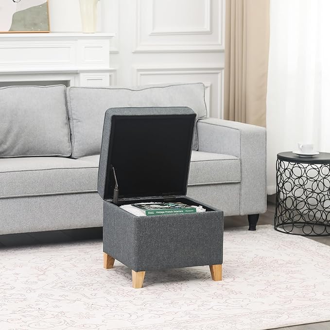 Adeco 17.5" Square Fabric Ottoman