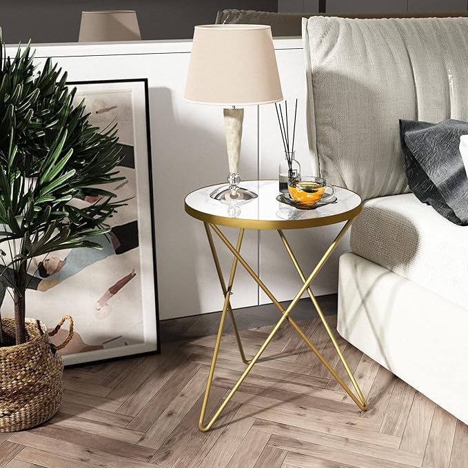 HLR Modern Round Side Table, End Table