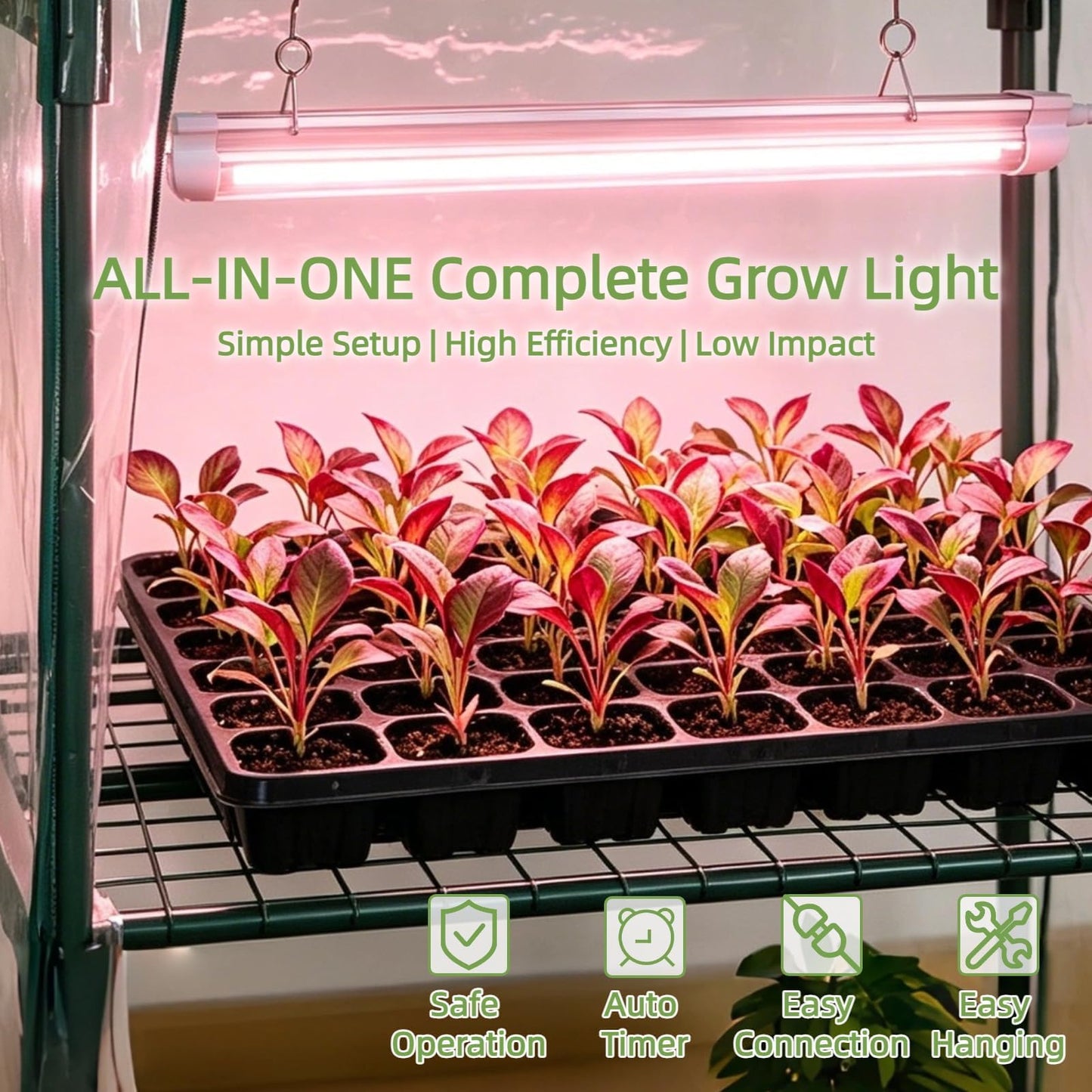 Kelived 4 Tier Indoor Greenhouse with Grow Light Seed Starting Small Portable Green Houses with Waterproof Cover
