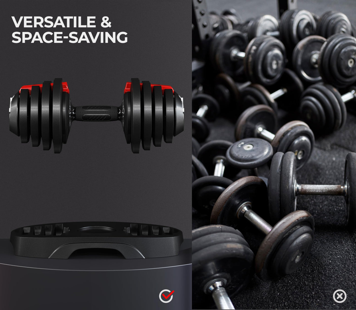 Yaheetech Adjustable Dumbbell Set 28/40/52.5/90LBS Adjustable Dumbbells Fast Adjust Dumbbell Weight Set with Anti-Slip Handle and Tray for Men/Women Home Gym Strength Training Equipment Single/Pair