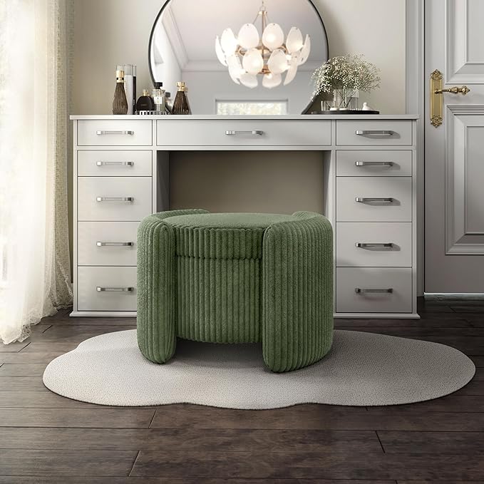 Furniture of America Lennox Modern Chenille 25-inch Round Storage Ottoman