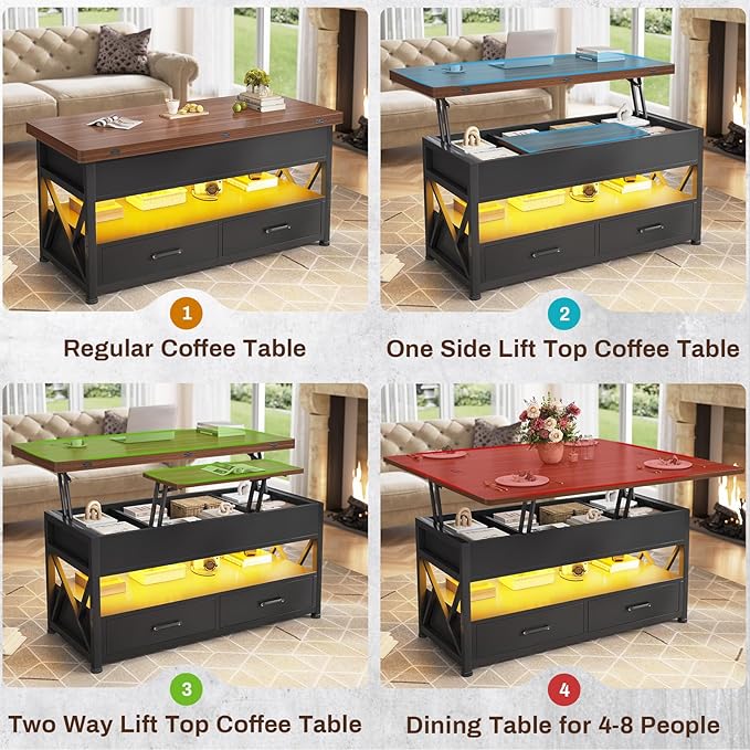 Itaar 40" Lift Top Coffee Table, 4 in 1 White Coffee Tables