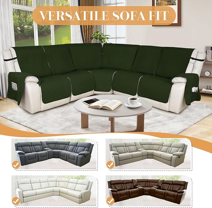 HDCAXKJ 100% Waterproof Reclining Sectional Couch Covers L Shape Recliner Sofa
