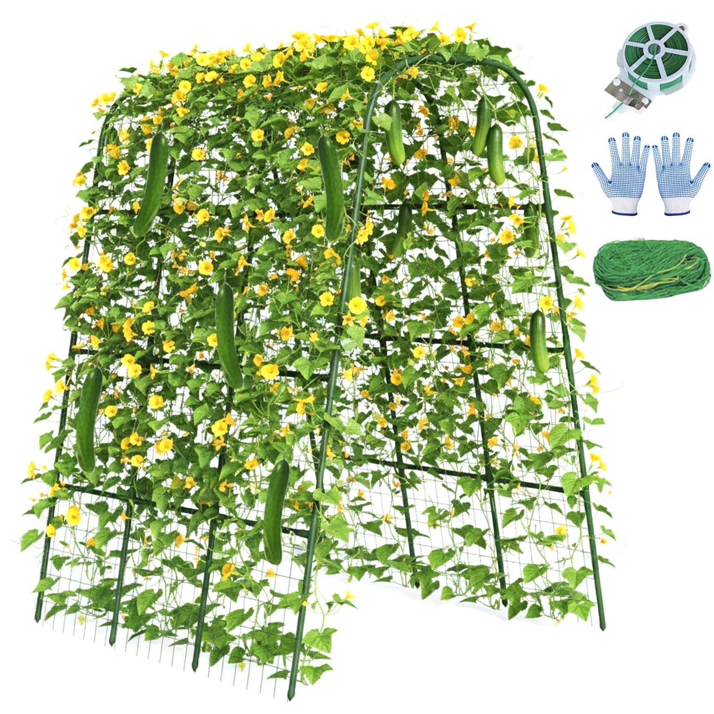 Cucumber Trellis 16mm for Raised Bed 48" L x 64" H, U-Shape Heavy-Duty Metal Garden Trellis for Climbing Plants Outdoor, Vegetable Arch Support Frame for Tomato Pea Zucchini Grape Flowers Vines