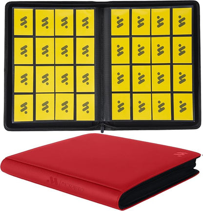 Card Binder 16 Pocket,Trading Card Binder Hold up to 1408 Cards with 44 Sleeves,Zipper Card Holder Album Compatible with TCG Card/Game Cards/Sports Card-Red