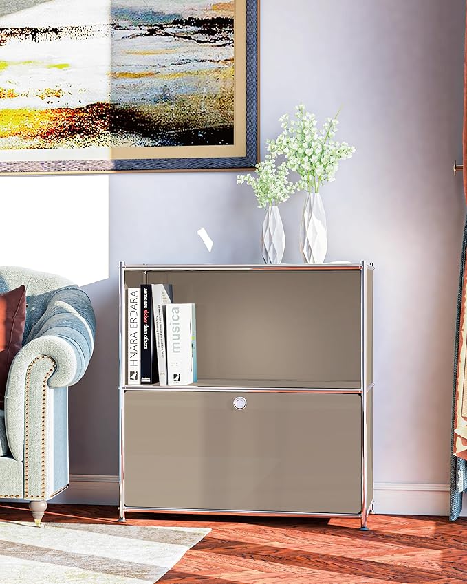 32.5-Inch Flip-Top Side Table & Buffet Cabinet