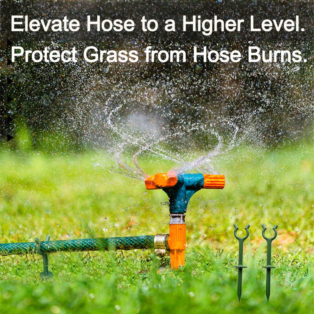 Garden Hose Guide Stakes Set of 10 - Heavy Duty 3/4” Hose Holder Spike for Lawn & Plant Saver, Yard Soaker Support, Durable Kink-Free Watering (Fit 3/4”Hoses)