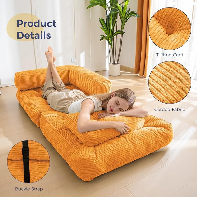 MAXYOYO Folding Sofa Bed, L-Shaped Convertible Sofa Bed Foldable Sleeper