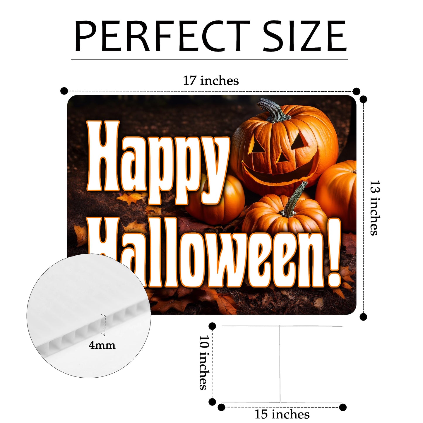 Large Happy Halloween Yard Sign Home Outdoor Lawn Decoration With Stakes Full Moon Bats Scary Spooky Decor 17x13 Inch