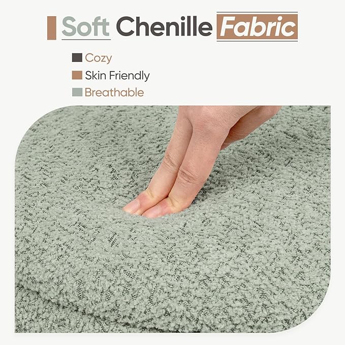 Round Storage Ottoman with Tray Lid, Folding Chenille Fabric Footrest with