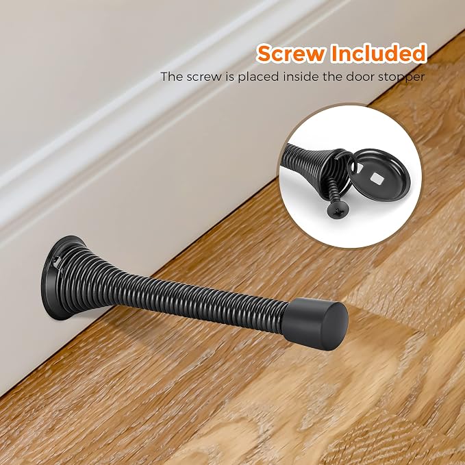 Ravinte Door Stoppers, 30 Pack Black Spring Door Stops with Rubber Bumper, Door Stoppers for Bottom of Door