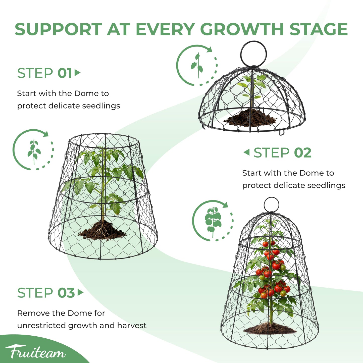 FRUITEAM Metal Plant Covers 6pcs, Heavy Duty Garden Cloche Plant Cage for Outdoor, 13"x15.8"H Rust-Proof Plant Protectors from Animals for Vegetables, Flowers, Seedlings Against Rabbits, Squirrels