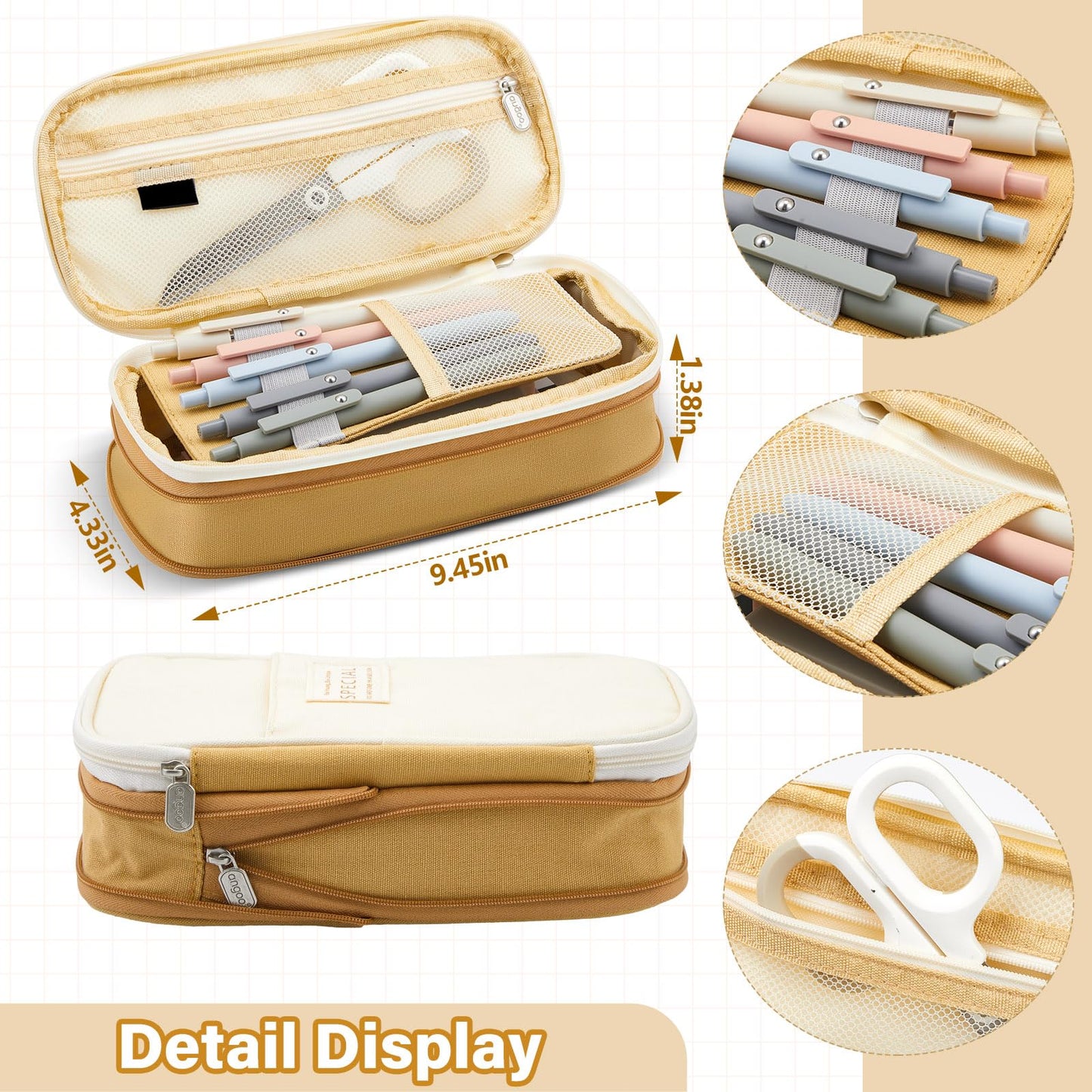 Jutom 39 Pcs Aesthetic Book Annotation Kit Highlighter with Case Bag Gel Pen Transparent Sticky Note Taking Bible Supplies(Khaki,Cute Style)