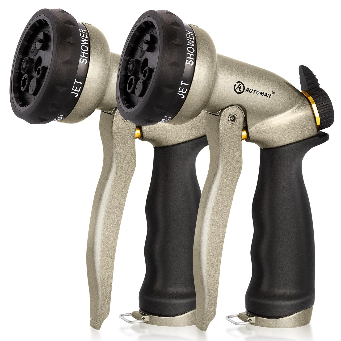 AUTOMAN Garden Hose Nozzle-7 Patterns Sprayer-2 Pack, Metal High Pressure Spray Nozzle, Heavy Duty Labor-Saving Design Water Hose Nozzle for Garden Watering, Car Washing, Window Cleaning, Pets Bathing