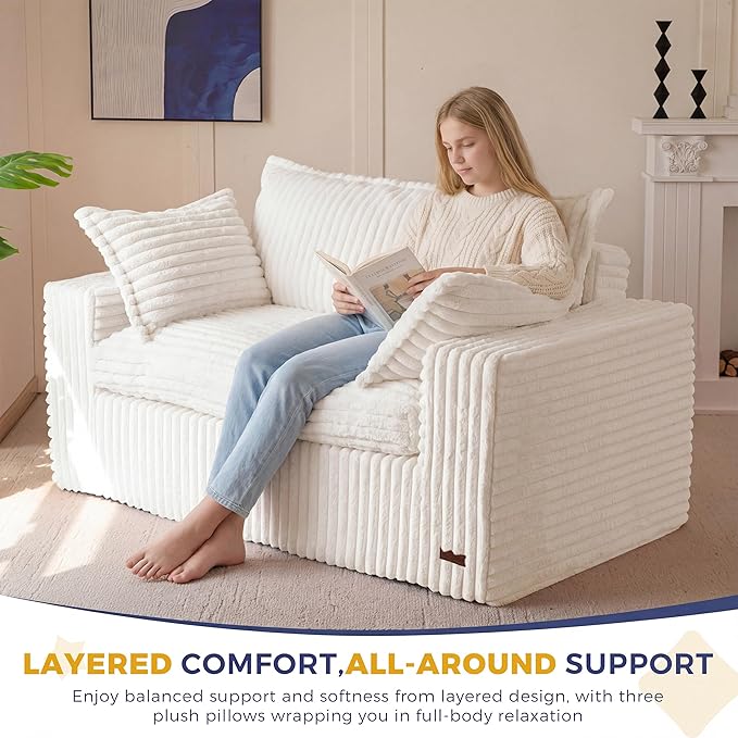 MAXYOYO Bean Bag Sofa Couch, Loveseat Boneless Couch in a Box, Upholstered