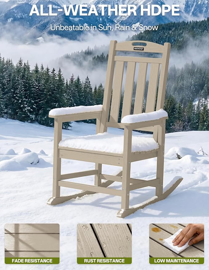 Outdoor Adirondack Rocking Chairs All-Weather HDPE Patio Rocker Chair