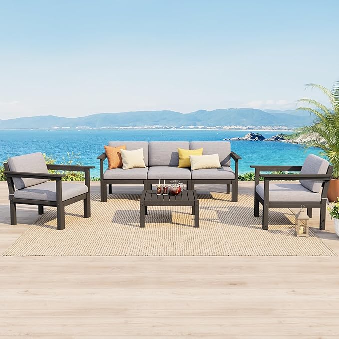 Stoog All-Weather Patio Conversation Set, 6-Piece Modular Outdoor Sectional Sofa
