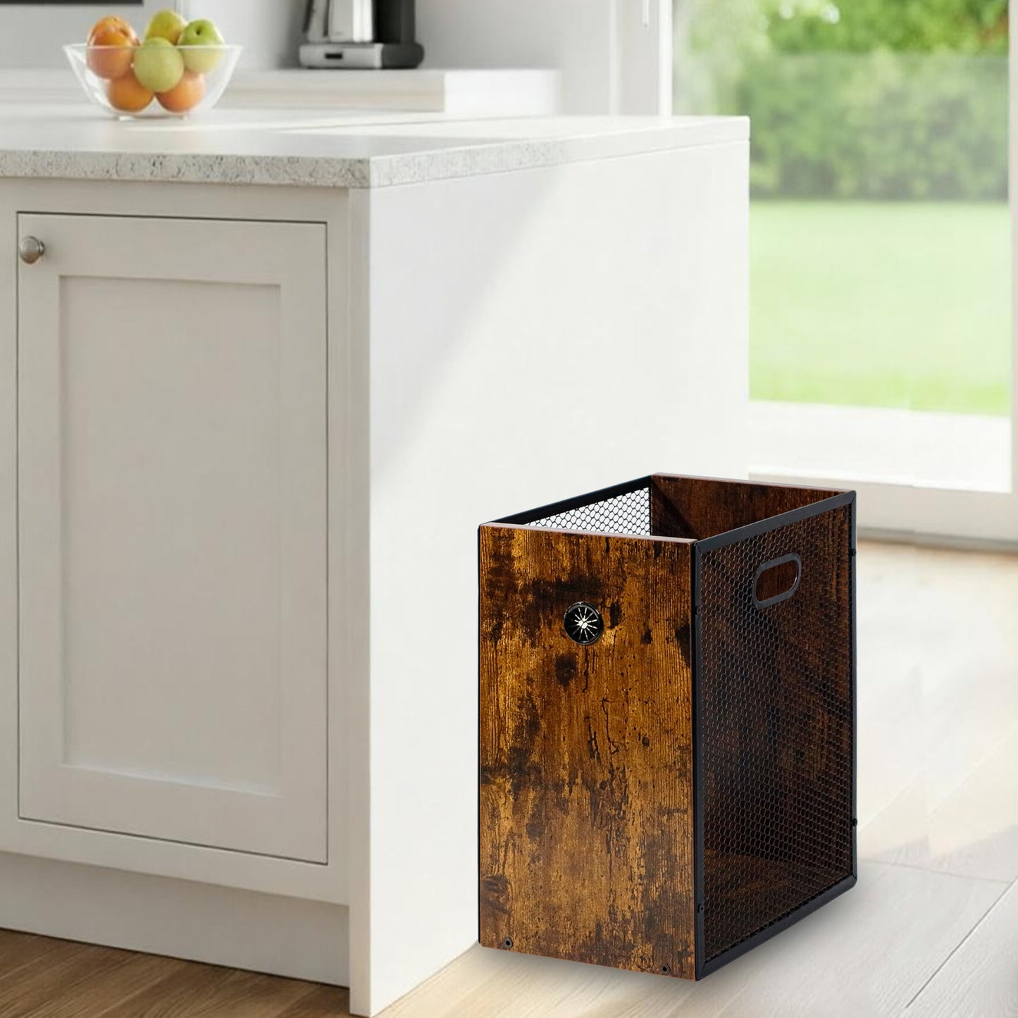 FANTERSI Trash Bin, Small Trash Can 4.5 Gallon, Industrial Garbage Can with Handle, Metal Mesh Waste Basket for Kitchen, Home Office, Bedroom, Living Room