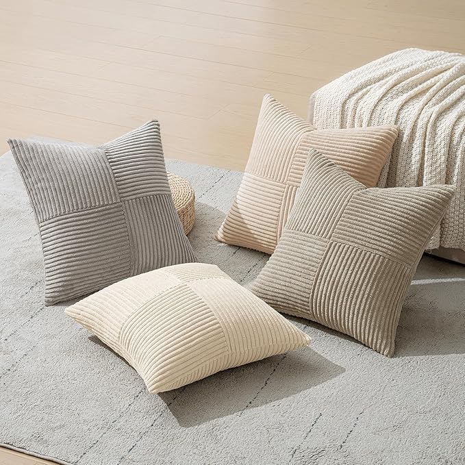 MIULEE Neutral Decorative Throw Pillow Covers 18x18 Inch Set of 4