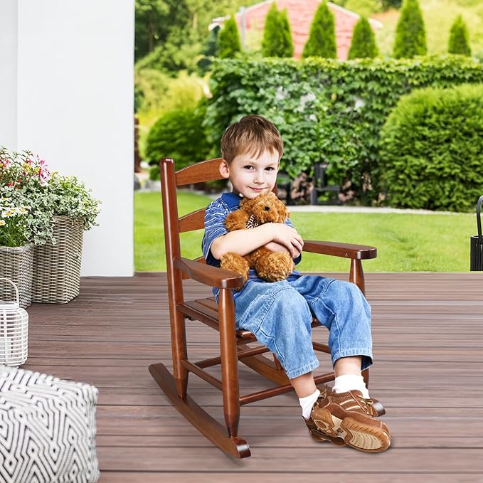 JOYMOR Outdoor Wooden Rocking Chair