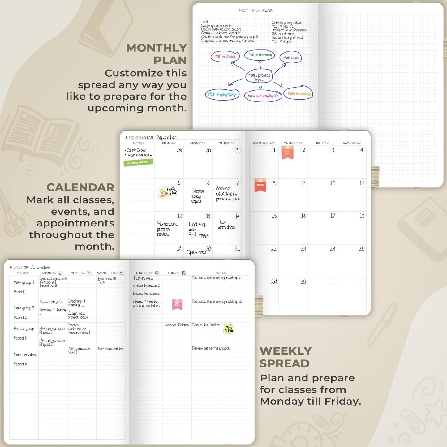 Clever Fox Teacher Planner – School Year Planner with Calendars & Lesson Plans – Teacher Plan Book for Classroom & Homeschool Organization - Undated, 7x10″, Hardcover (Foggy Alps)