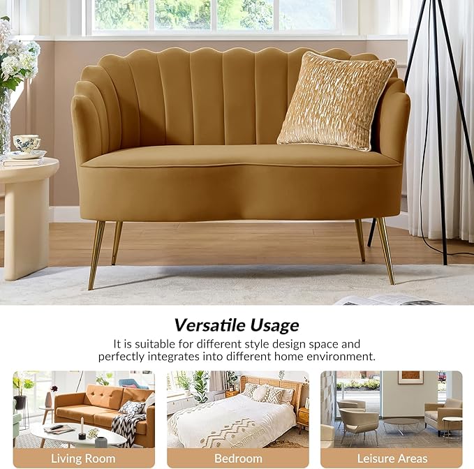 HULALA HOME Modern Velvet Loveseat Sofa