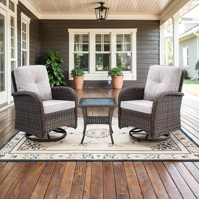 Belord Patio Wicker Chairs Swivel Rocker