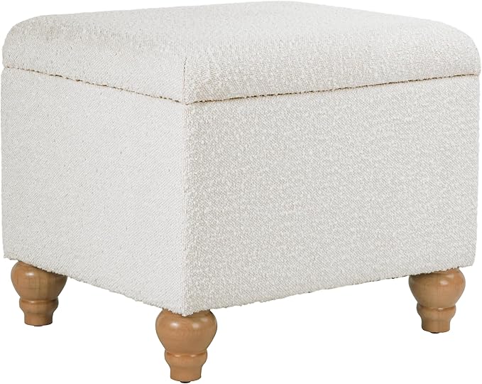 Homepop Home Decor | Upholstered MediumRectangular Storage Ottoman | Hinged Lid