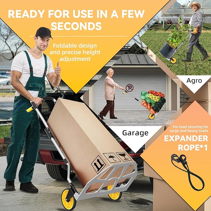 Aluminum Folding Hand Truck 309lb Capacity