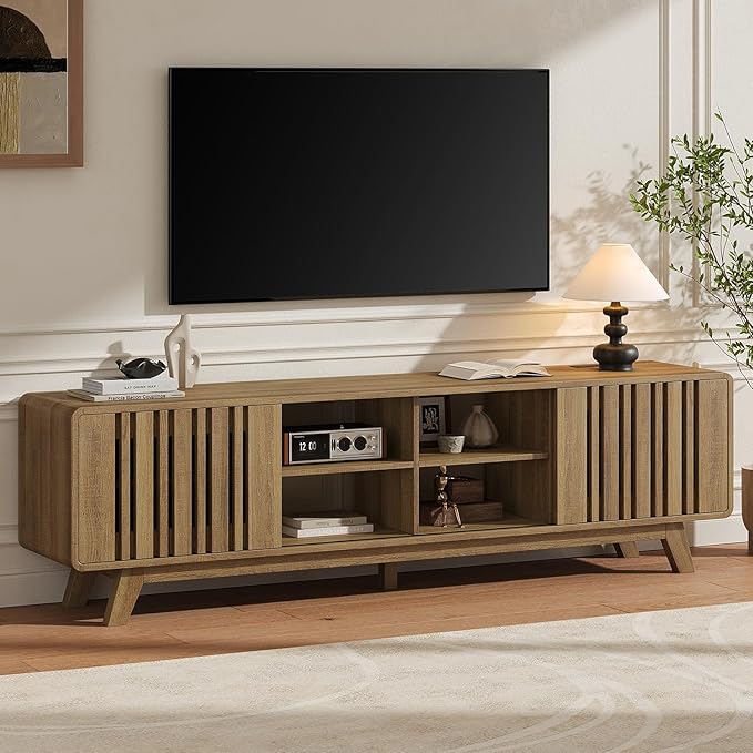 ONBRILL 70-Inch TV Stand for TVs up to 80 Inch, Mid-Century Modern Television