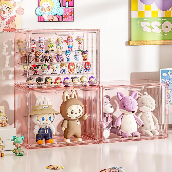 Clear Pink Acrylic Figure Display Case