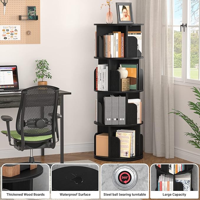 Aheaplus Rotating Bookshelf, 360 Revolving Bookshelf Tower
