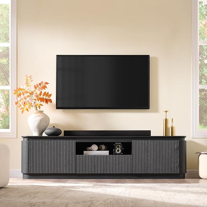 70" Fluted TV Stand for TVs Up to 80", Mid Century Modern Entertainment Center