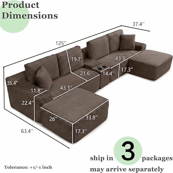 125" Oversized Sectional Couches