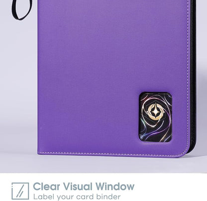 ProCase 900 Pockets Card Binder with Clear Window for Trading Cards, 9 Double Sided Pockets Cards Colletction Album Holder with Removable Sleeves for MTG, TCG, Sports Cards, Football Cards -Purple