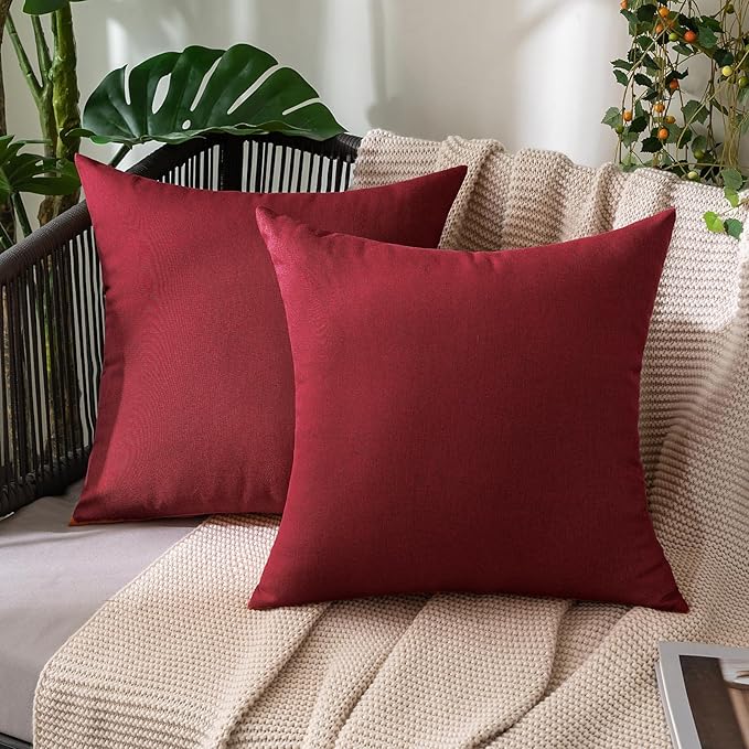MIULEE Pack of 2 Decorative Outdoor Solid Waterproof Throw Pillow Covers Faux