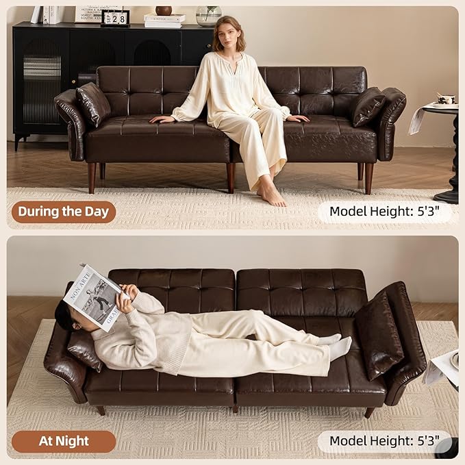 HALLYBEE 85” Futon Sofa Bed, Sleeper Sofa, Small Couch