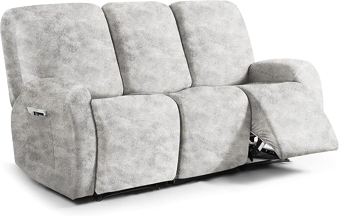 ANARACHON Leather Look Recliner Couch Cover, 8-Pieces Stretch Recliner Sofa