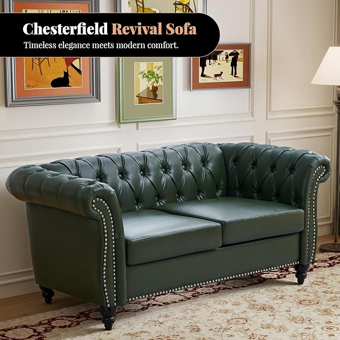 LEVNARY Chesterfield Loveseat, 2 Seater Tufted Couch