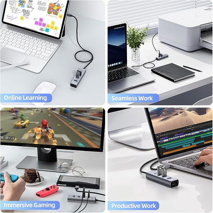 intpw USB C to USB A Hub 5 Ports Type C Hub USB 3.0 5Gbps Aluminum Adapter Multiport USB C Hub for Laptop, Mac, iPad, PC (0.82FT(5in1,BC))