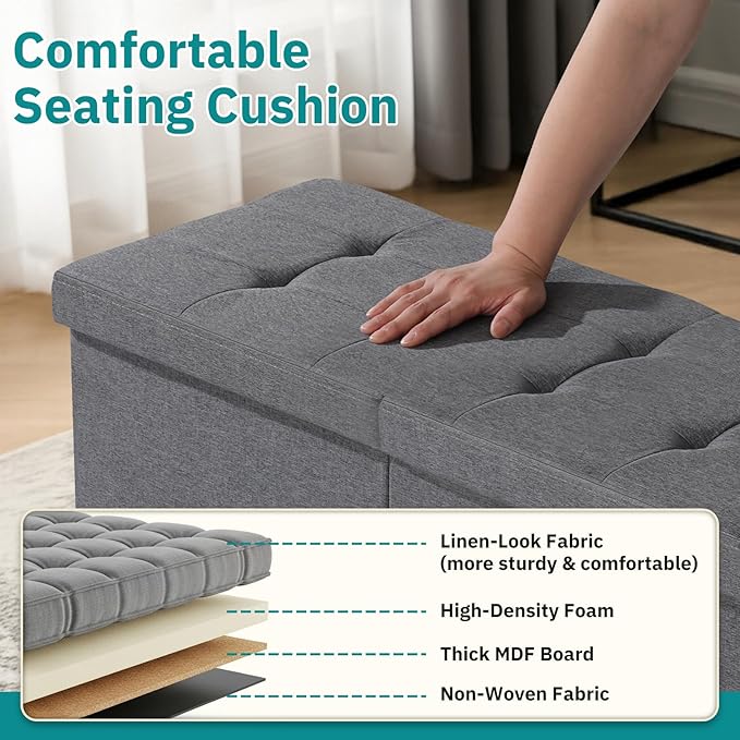 30.5-INCH Storage Ottoman Bench, Footrest