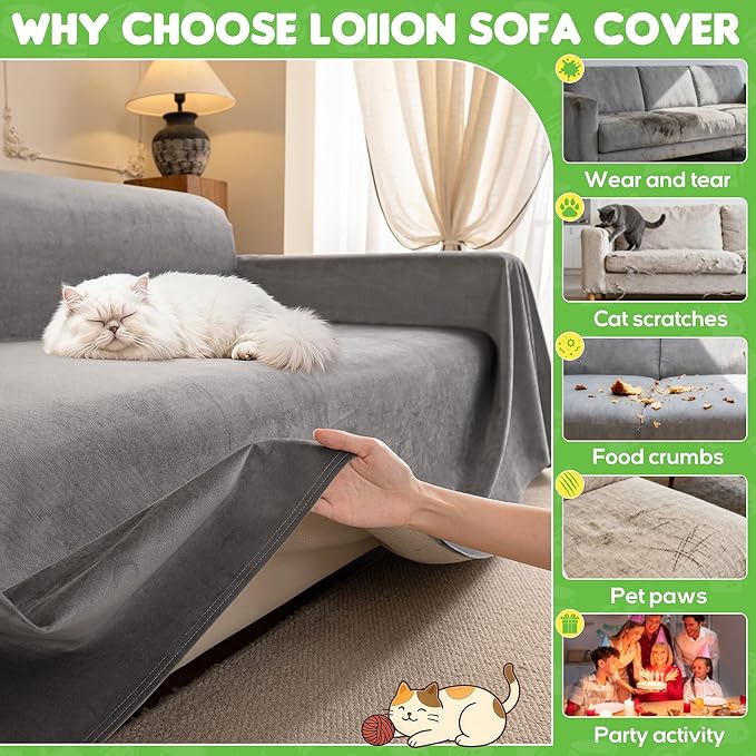 Couch Cover, Cat Scratch Resistant Sofa Cover, Waterproof Sofa Cover, Heavy