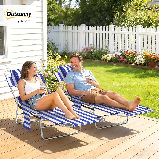 Outsunny Chaise Lounge Chair Outdoor Set of 2