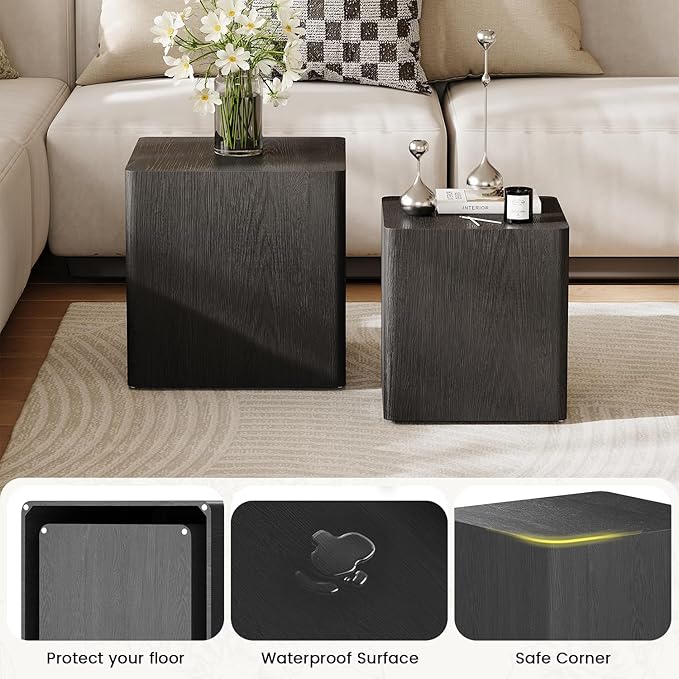 Nesting Coffee Table Set of 2, Modern Coffee Table and End Table Sets, Small