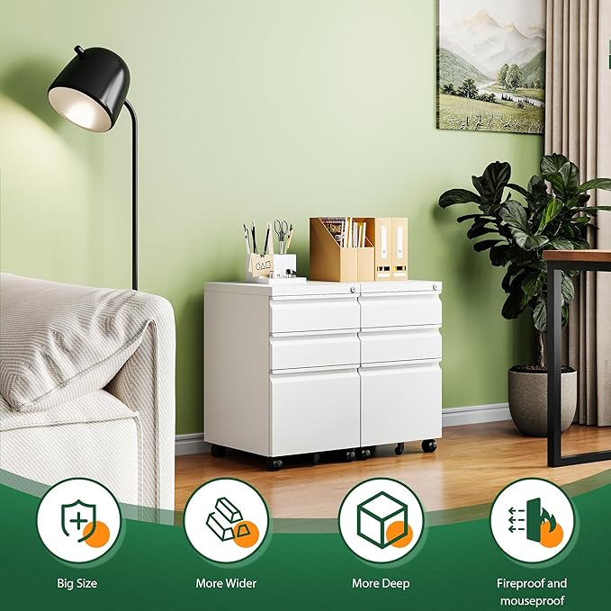 Letaya 3 Drawer Mobile File Cabinet