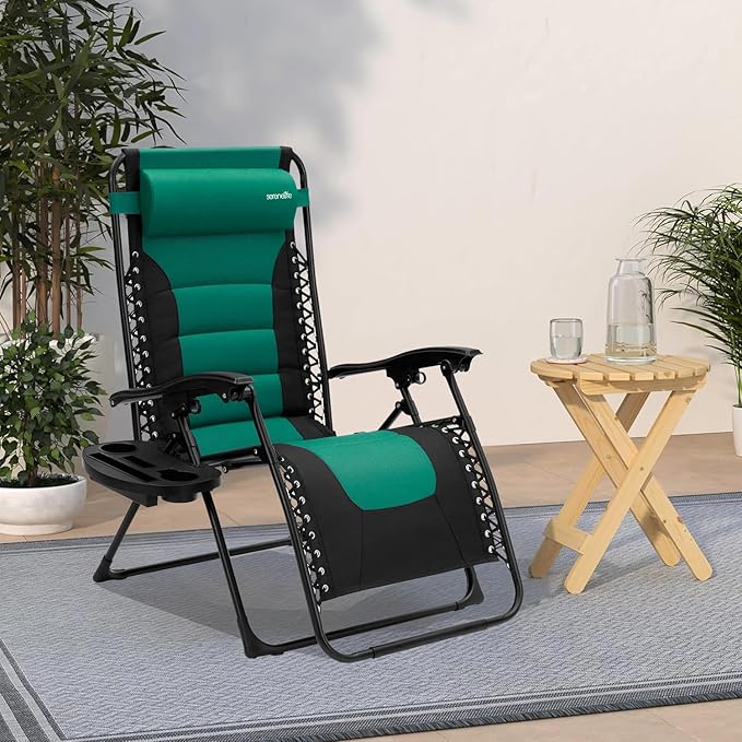 SereneLife Oversized Padded Zero Gravity Lounge Chair, Foldable Outdoor Patio