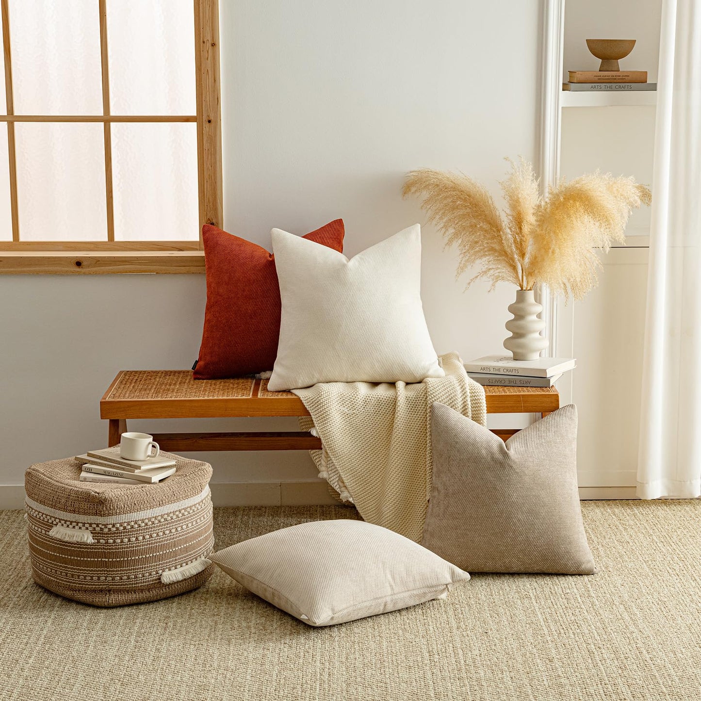 a moment Pack of 2 Decorative Christmas Chenille Throw Pillow Covers with Twill Cushion Covers for Sofa Living Room Couch Bed 18x18 Inch Rust